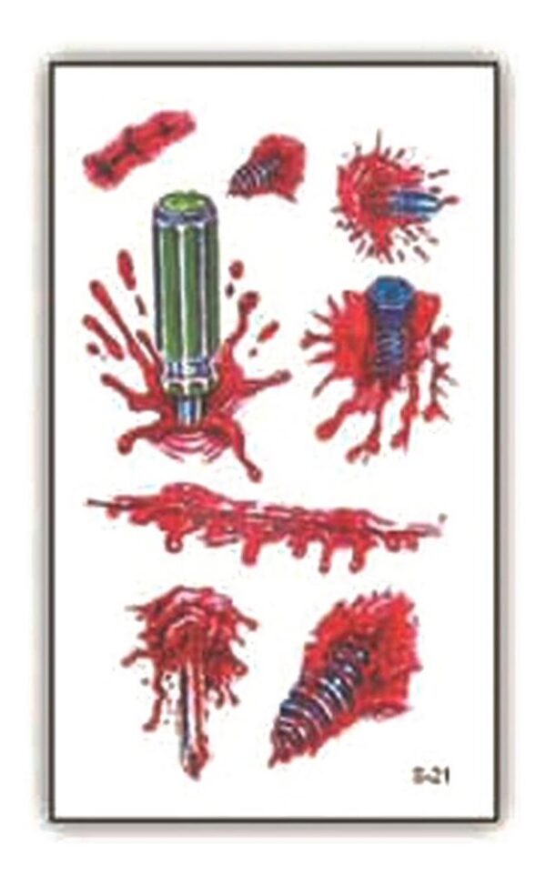 Tatuaje Temporal Halloween Cosplay Disfraz - Herida - 4c