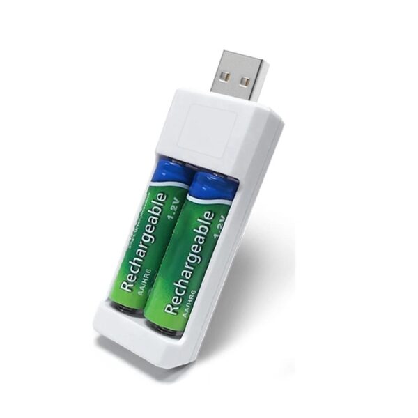 Cargador USB para Pilas AA y AAA para 2 Unidades