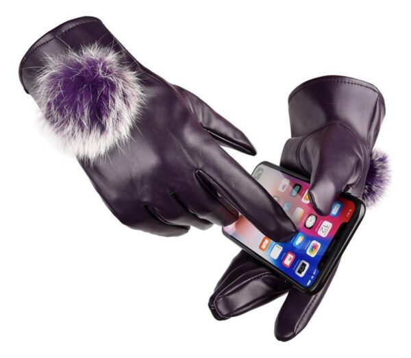 Guantes De Piel Sintetica Con Táctil - Lila - Pompon