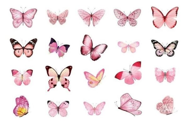 40 Sticker Scrapbook Diseños Mariposas Rosadas