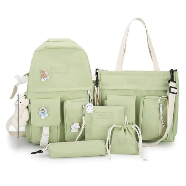 Mochila De Colegio Kawaii Harajuku - 5 Piezas - Verde