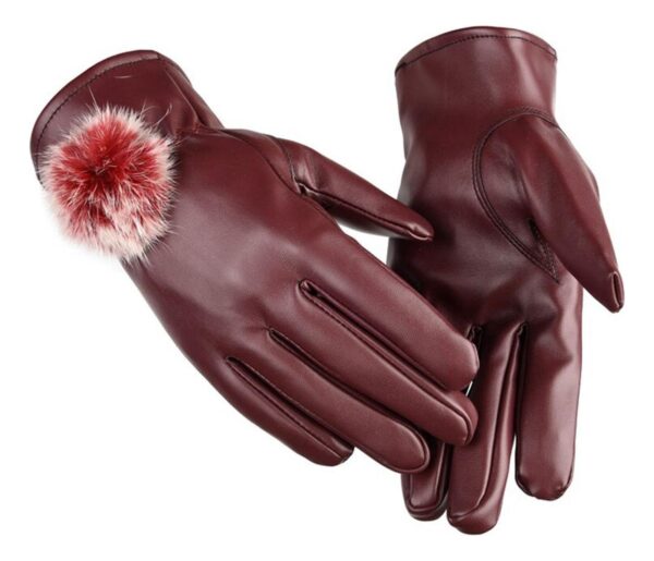 Guantes De Piel Sintetica Con Táctil - Rojo - Pompon