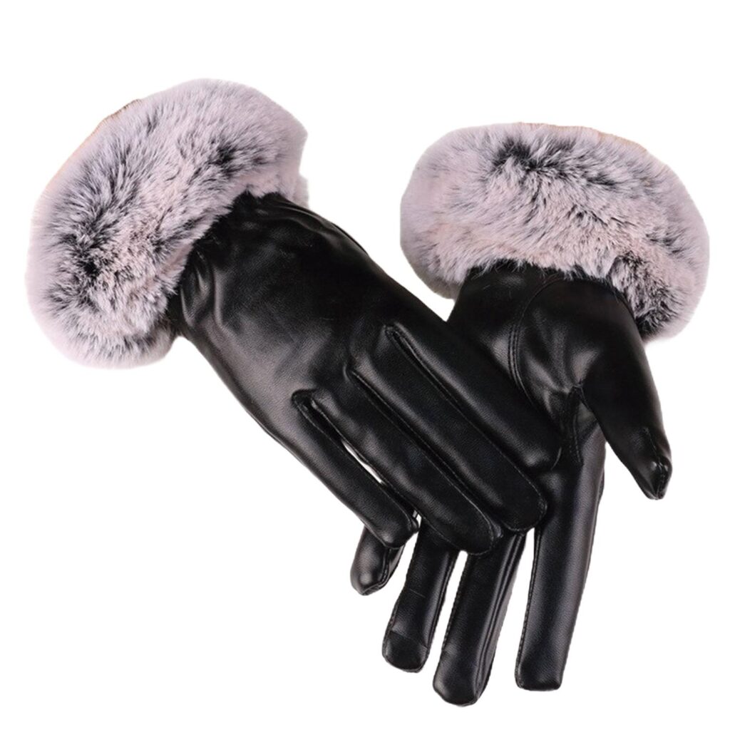Guantes De Piel Sintetica Con Táctil - Negro - Brazalet