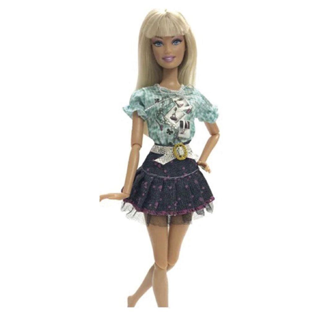 Ropa para Muñeca - Polera Celeste - Falda Azul