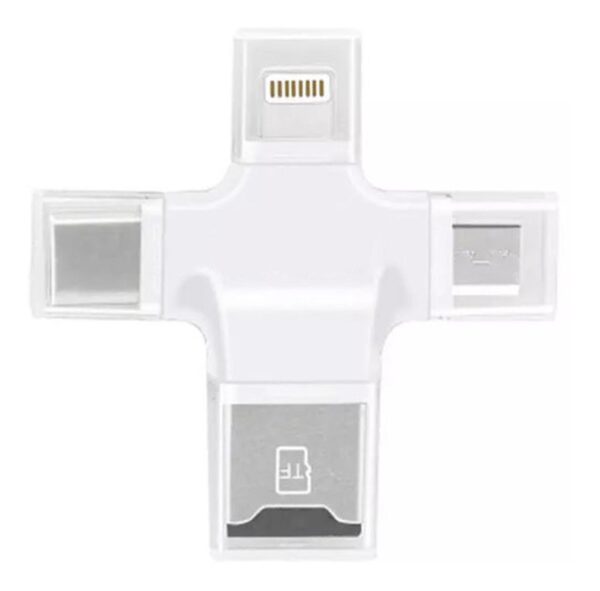 Lector De Tarjeta Blanca - 4 En 1 Otg - Tipo C - Ios
