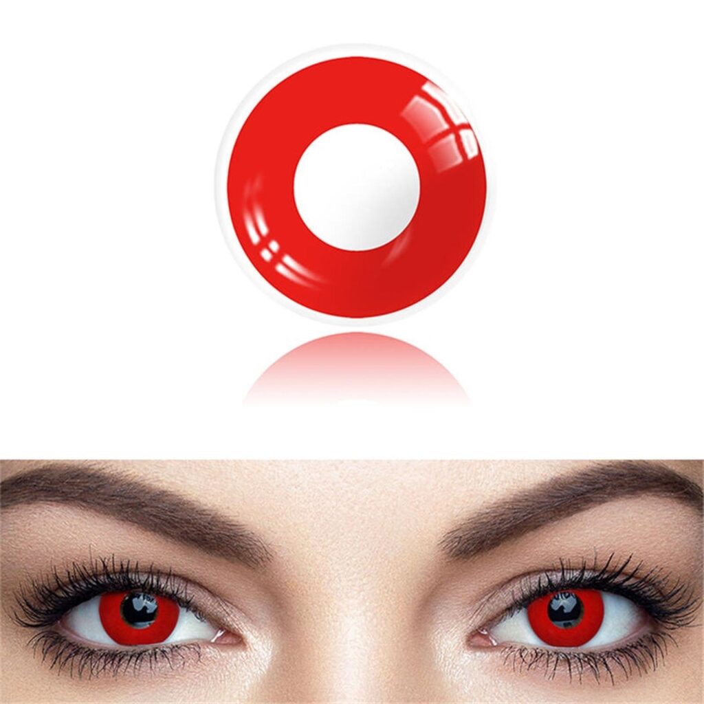 Lentes de Contacto - Fantasía - Rojo con arco Blanco