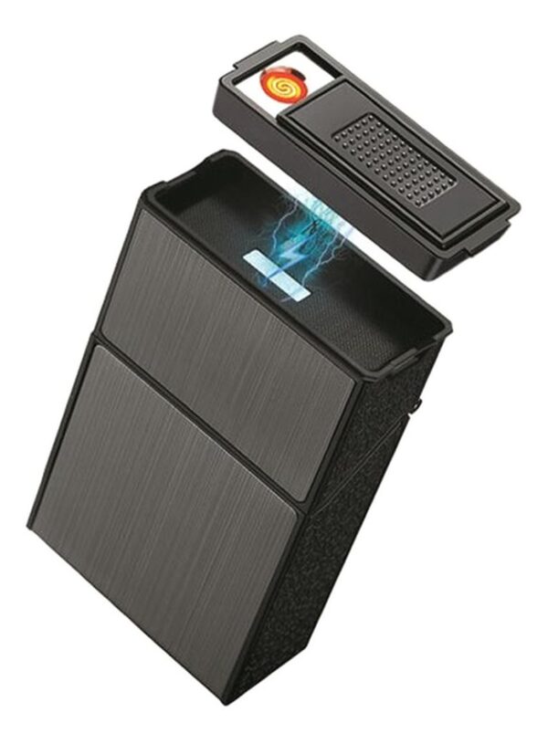 Cigarrera Con Encendedor On Top - Grafito Oscuro - Larga