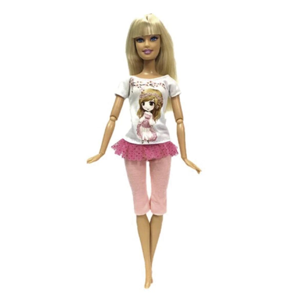 Ropa para Muñeca - Calza Rosa - Polera Blanca