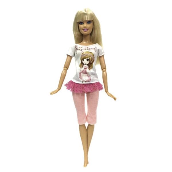 Ropa para Muñeca - Calza Rosa - Polera Blanca