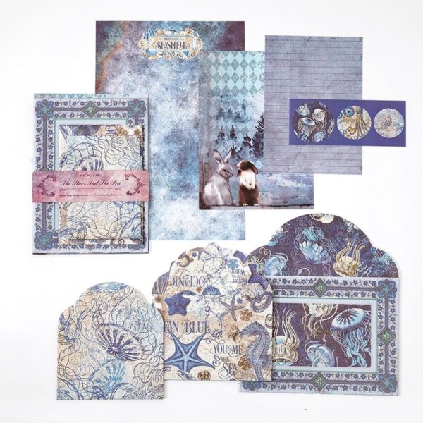 Carta Y Sobres Scrap Vintage - Lila - Modelo D - 10 X 15 Cm