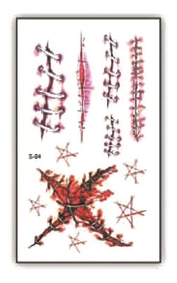 Tatuaje Temporal Halloween Cosplay Disfraz - Herida - 1d