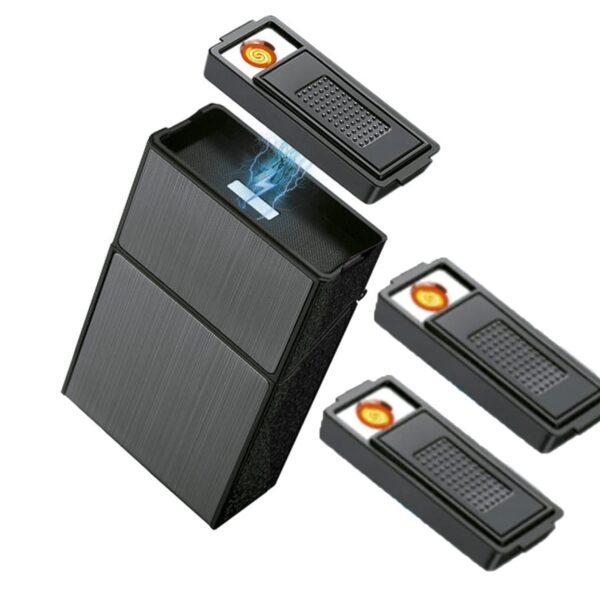 Cigarrera Con Encendedor On Top Gris + 2 Repuestos