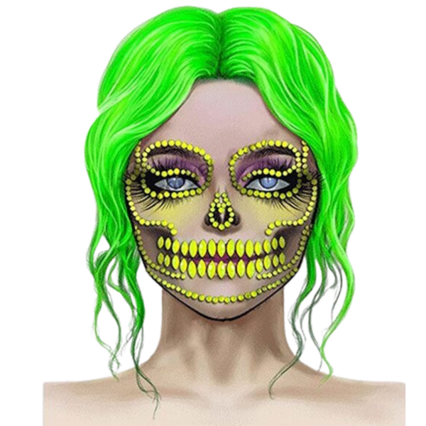 Tatoo - Catrina - Fluorecente - Cristales