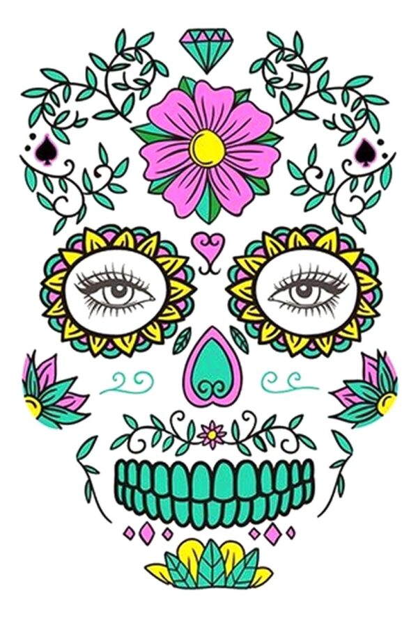 Tatoo - Catrina - Fluorecente - Flor