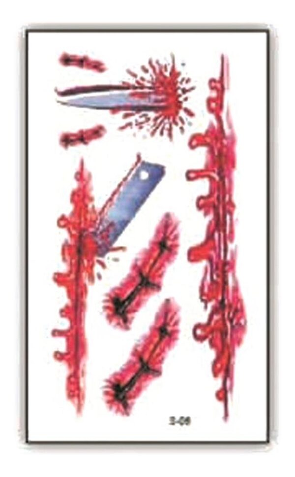 Tatuaje Temporal Halloween Cosplay Disfraz - Herida - 1f