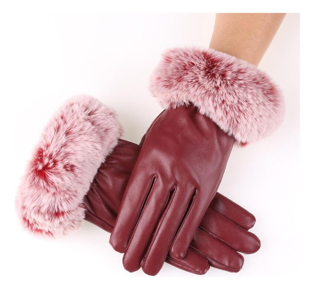 Guantes De Piel Sintetica Con Táctil - Rojo - Brazalet