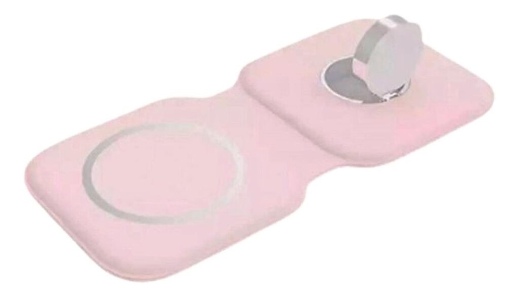2 En 1 Cargador Inalámbrico 15w Plegable Ios Rosado