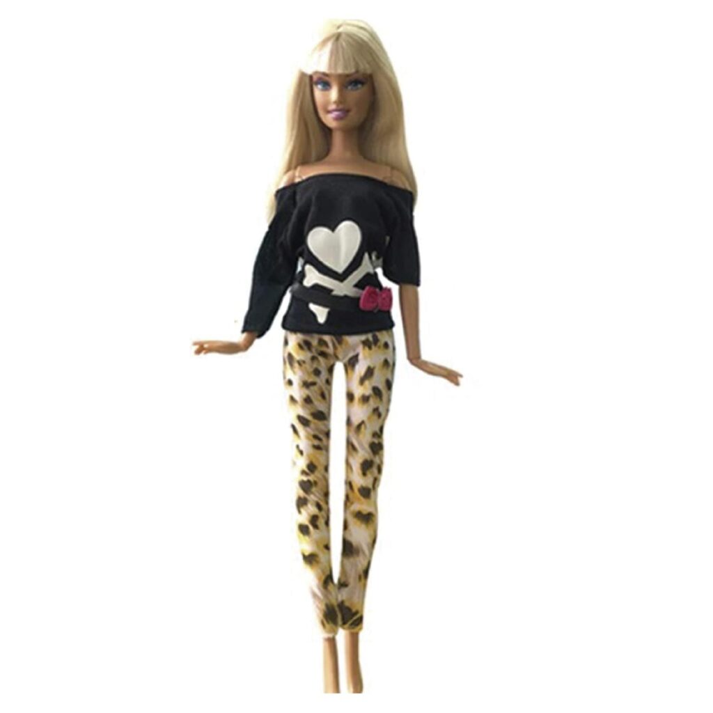 Ropa para Muñeca - Polera Negra - Pantalón Animal Print