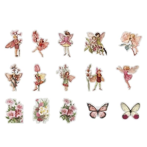45 Sticker Scrapbook Diseños - Hadas - Tonos Rosa