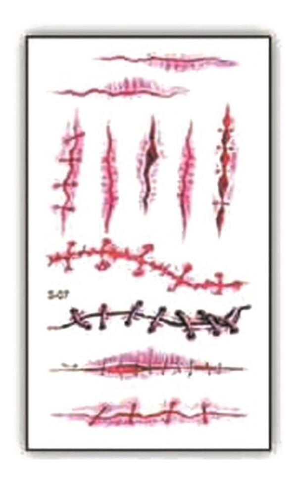 Tatuaje Temporal Halloween Cosplay Disfraz - Herida - 2a