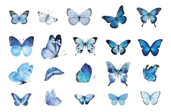 40 Sticker Scrapbook Diseños Mariposas Azules