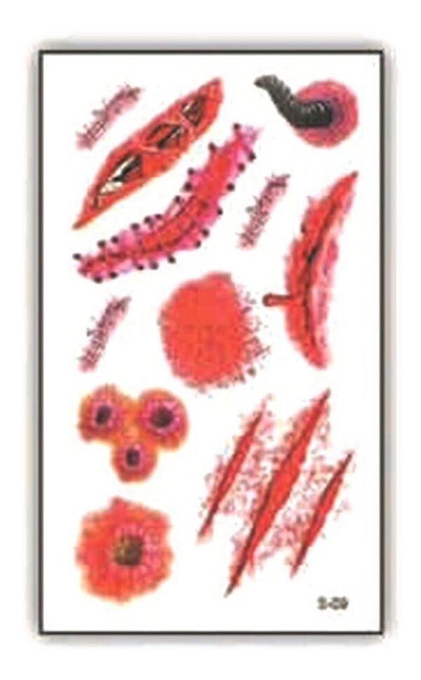 Tatuaje Temporal Halloween Cosplay Disfraz - Herida - 2c