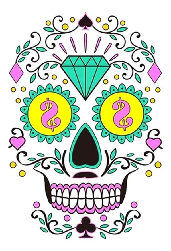 Tatoo - Catrina - Fluorecente - Diamante-dinero
