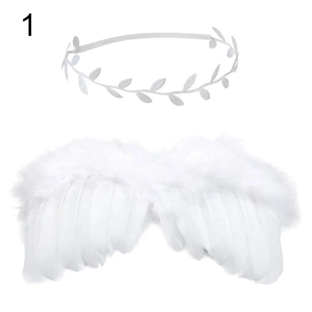 Alas de Angel de Plumas - Blancas - Diadema hojas - Blanca