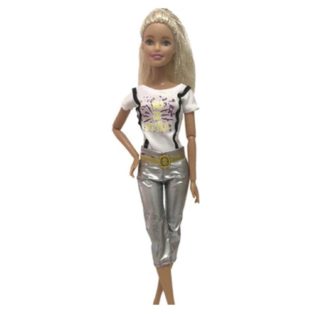 Ropa para Muñeca - Polera Blanca - Pantalón Gris