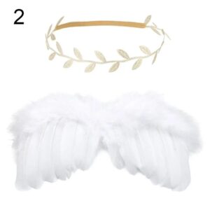 Alas de Angel de Plumas - Blancas - Diadema hojas - Dorada