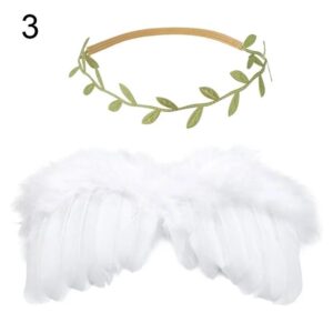 Alas de Angel de Plumas - Blancas - Diadema hojas - Verde
