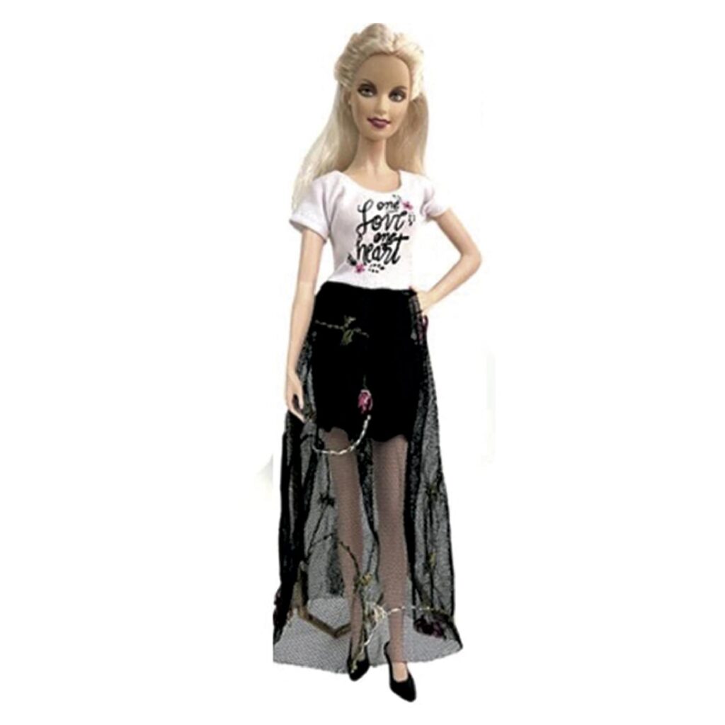 Ropa para Muñeca - Polera Blanca - Vestido con mini