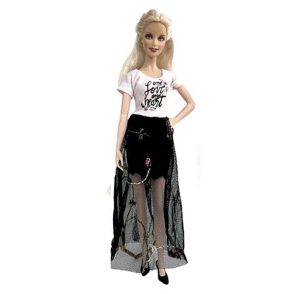 Ropa para Muñeca - Polera Blanca - Vestido con mini