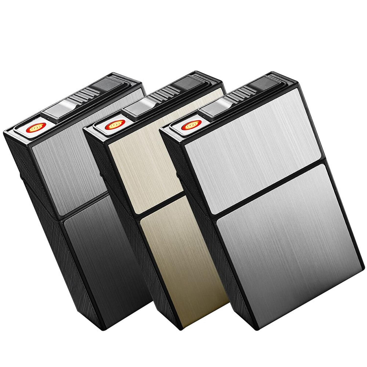 Cigarrera Con Encendedor On Top Plateada + 2 Repuestos - Imagen 3