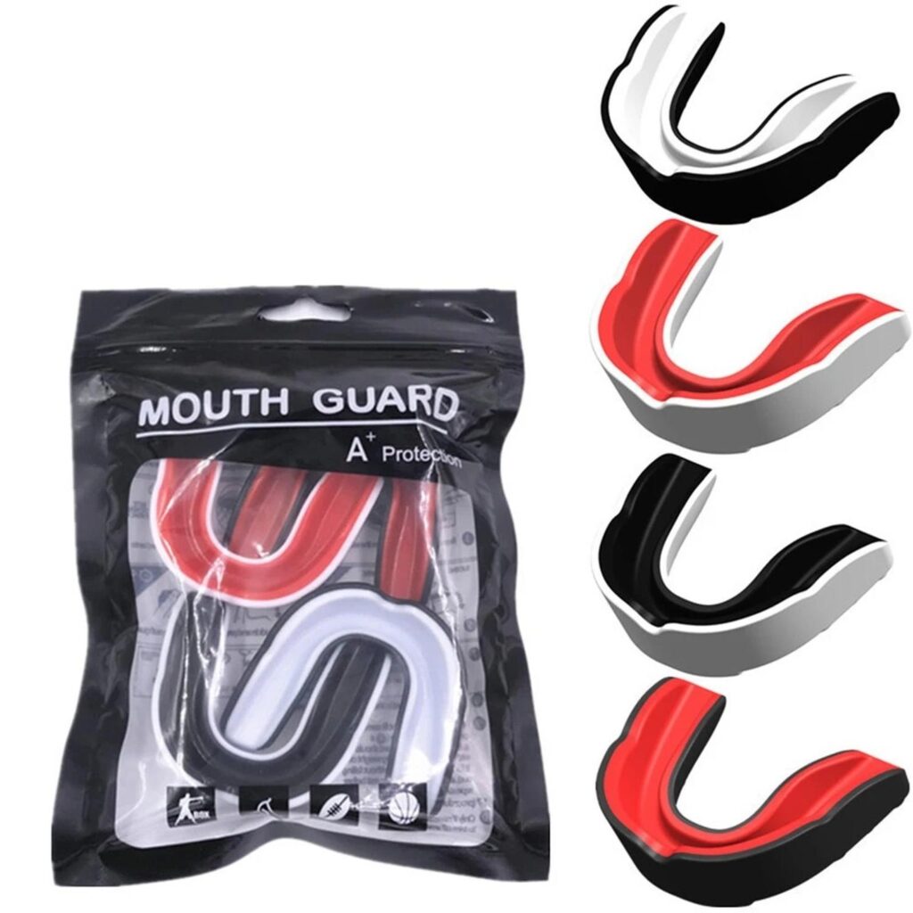 Pac 4 Protectores Bucal Boxeo - Negro - Blanco - Rojo