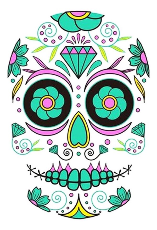 Tatoo - Catrina - Fluorecente - Diamante-flor