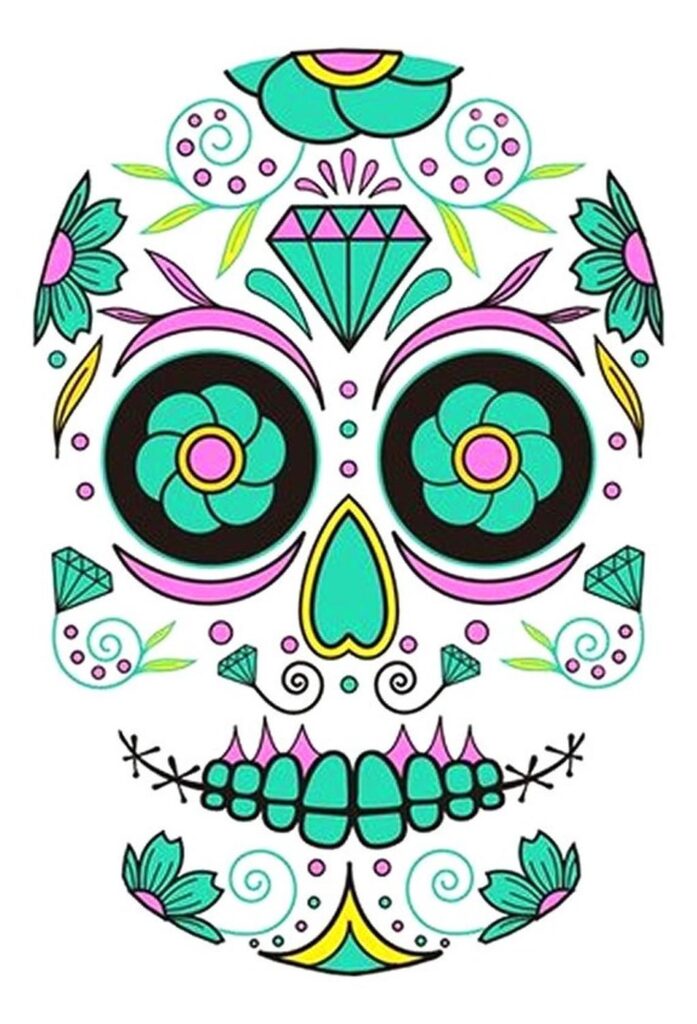 Tatoo - Catrina - Fluorecente - Diamante-flor