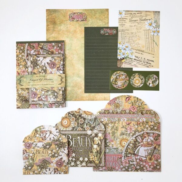 Carta y Sobres Scrap Vintage - Verde - Modelo S17745