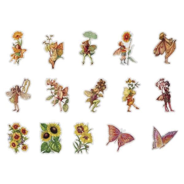 45 Sticker Scrapbook Diseños - Hadas - Tonos Cálidos