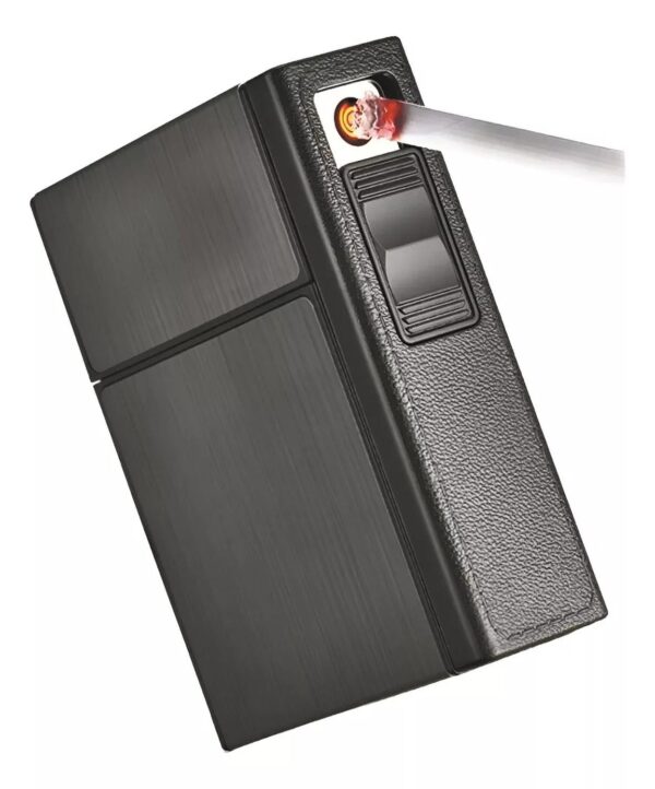 Cigarrera Con Encendedor Incluido On Side - Gris Oscura