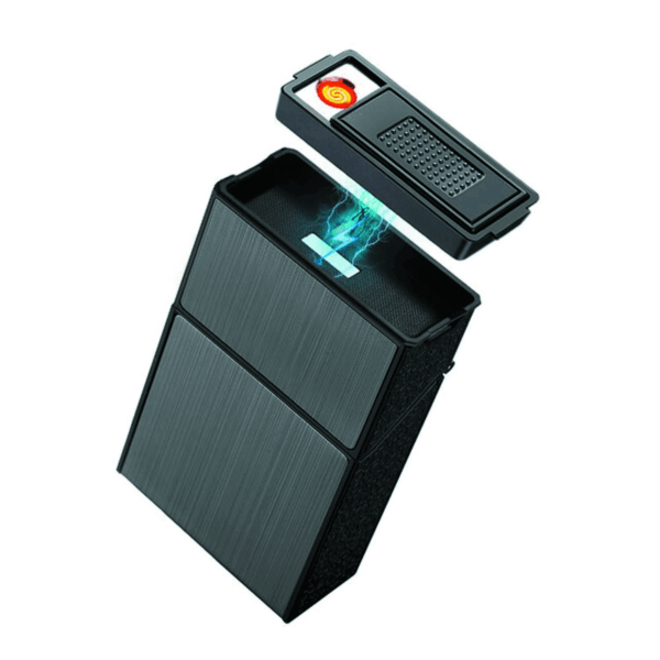 Cigarrera Con Encendedor Incluido On Top - Gris