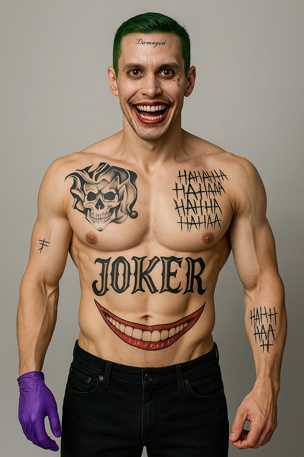 Tatuaje Temporal Cosplay Joker - Guasón - Versión 3 - Imagen 6